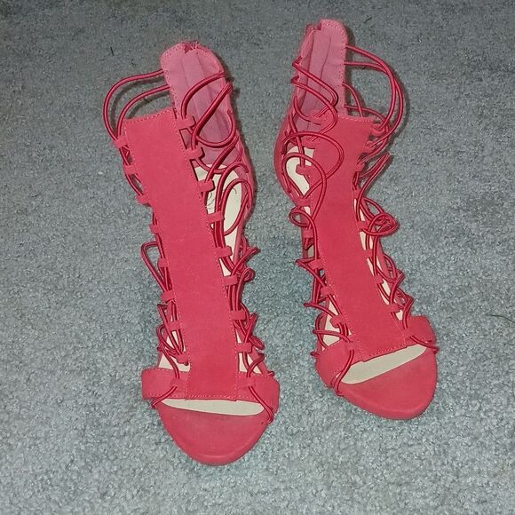 Derek Heart red sexy cutout pole party heels  Sz 9 - Picture 2 of 7
